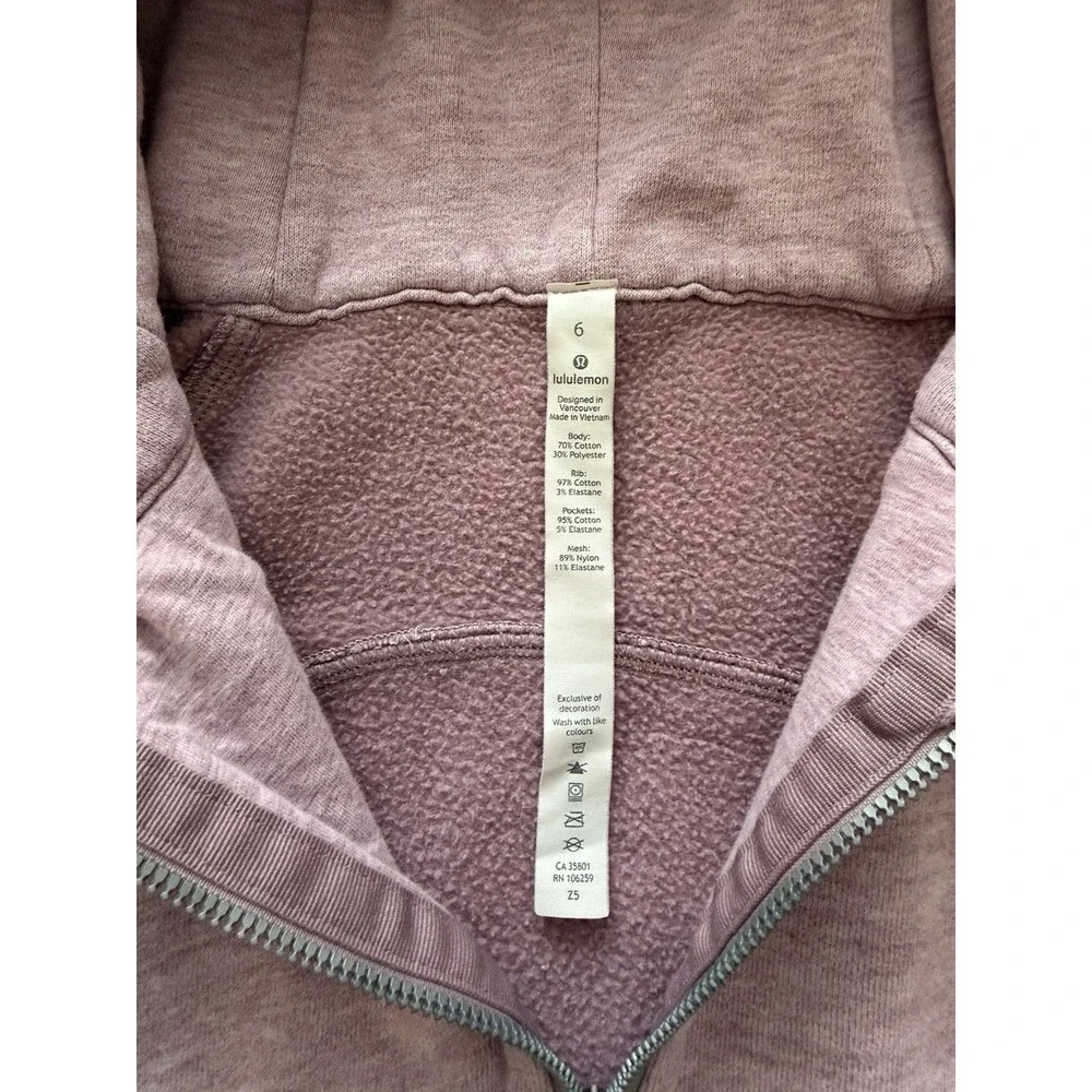 Lululemon Women's Scuba Hoodie Full Zip Size 6 Light Purple